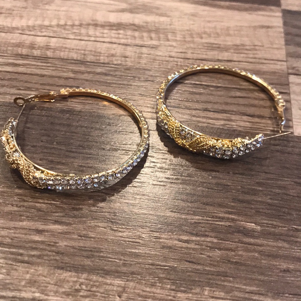 Gold Hoop statement Earrings So many sparkles!